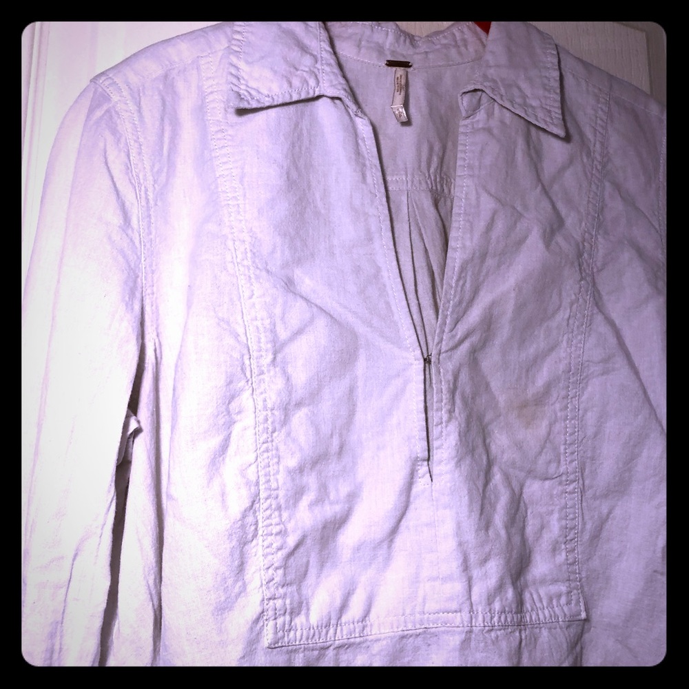 White Long Sleeved Free People Shirt